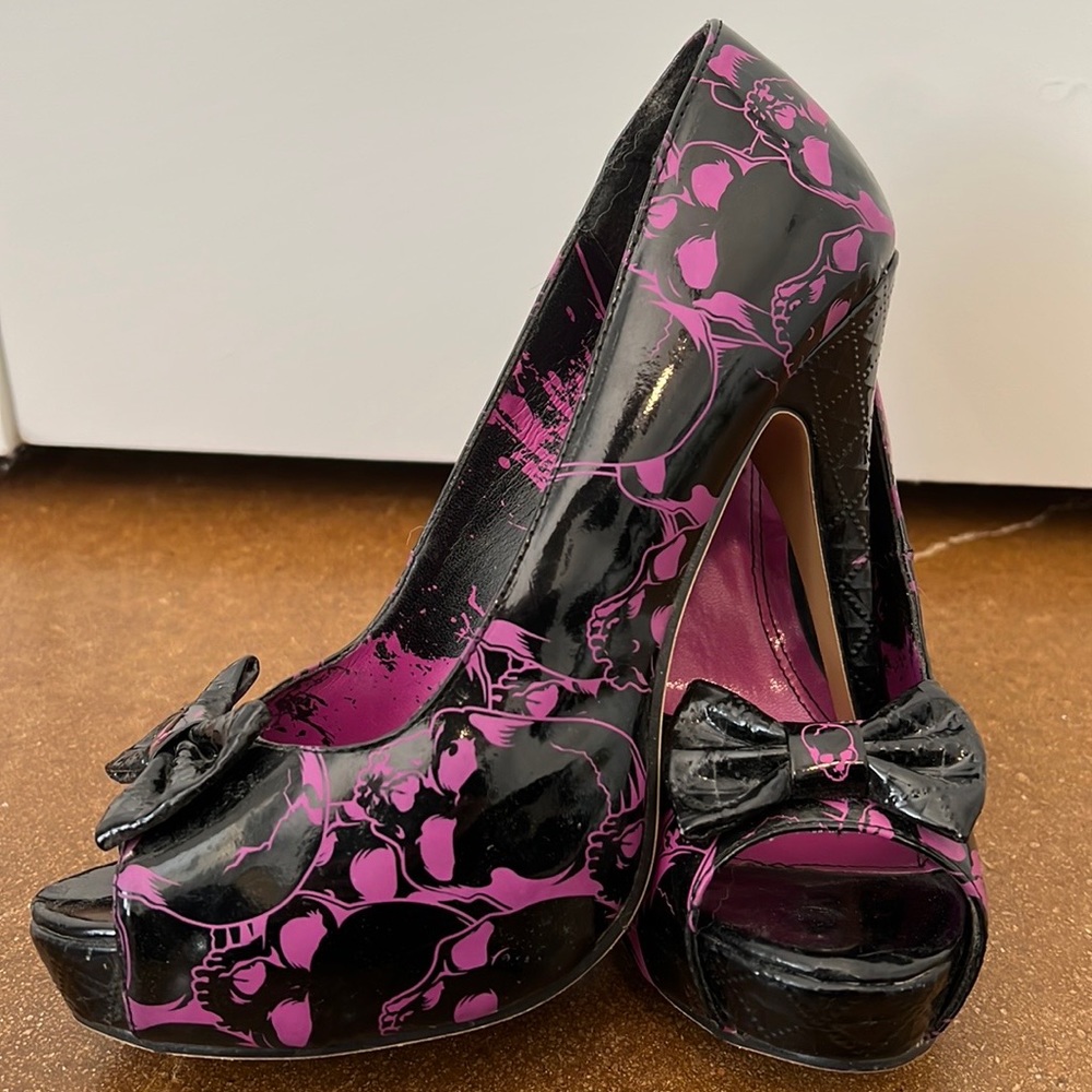 Iron Fist purple and black skull heels.